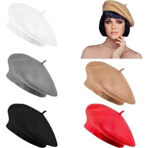 6PCS Beret, French Beanie, Outdoor, Winter, Fashion Lady Hat